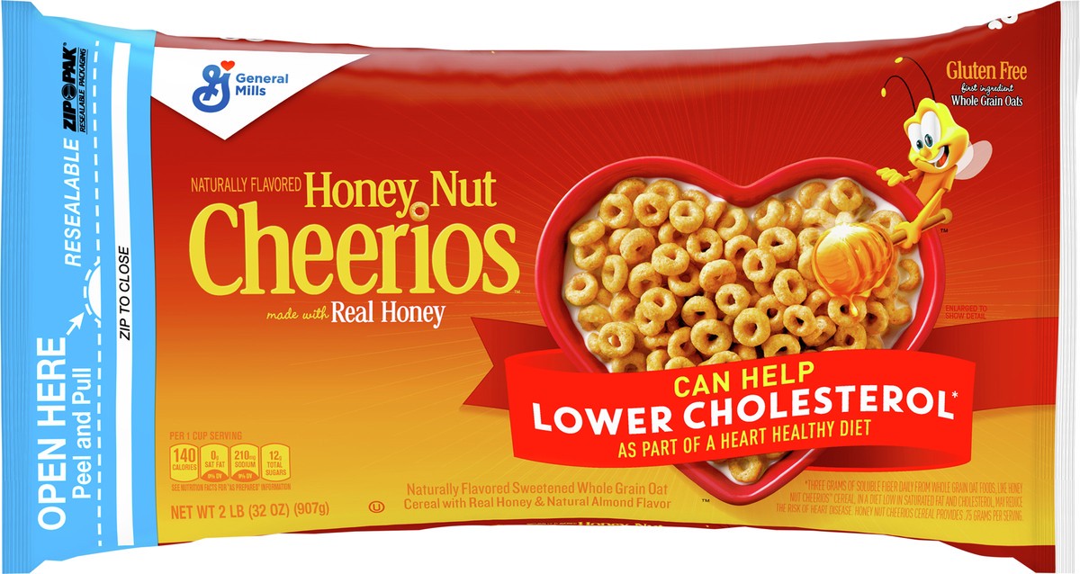 Cheerios Honey Nut Cheerios Heart Healthy Cereal, 32 OZ Resealable Bag 2 lb