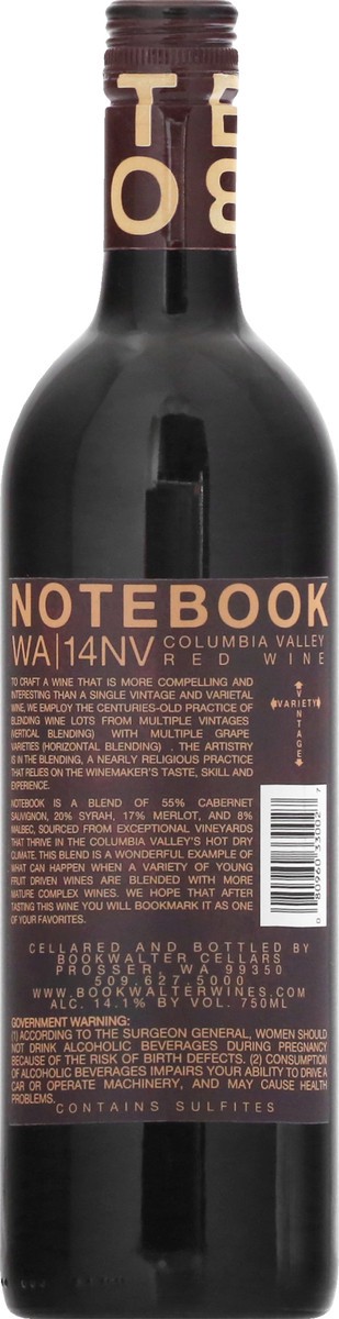 slide 2 of 11, Notebook Columbia Valley WA-14 NV Red Wine 750 ml, 750 ml