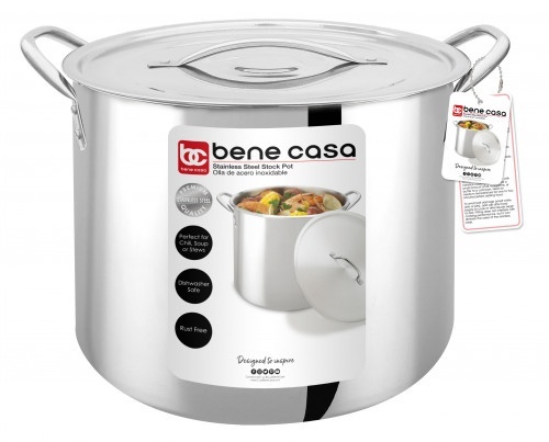 slide 1 of 1, Bene Casa Stainless Steel Stock Pot With Lid, 16 qt