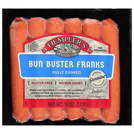 slide 1 of 1, Hempler's Bun Buster Franks, 16 oz