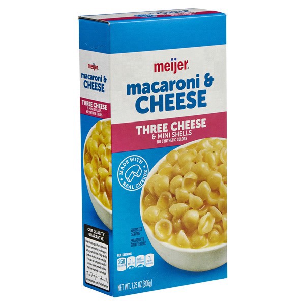 slide 4 of 29, Meijer Three Cheese Macaroni and Cheese, 7.25, 7.25 OZ   