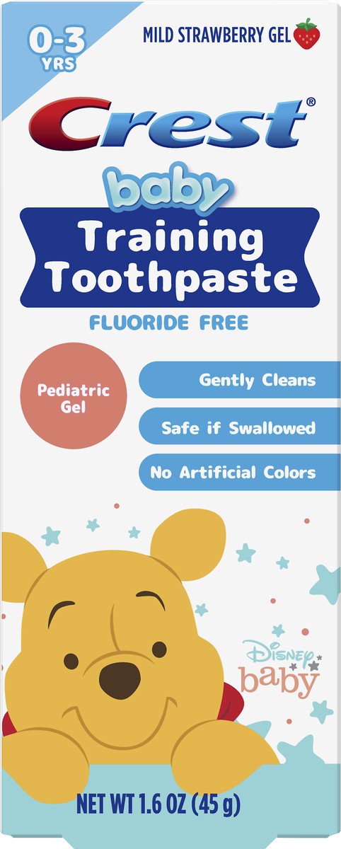 slide 3 of 4, Crest Flouride Free Pediatric Gel Mild Strawberry Training Toothpaste 1.6 oz, 1.6 oz