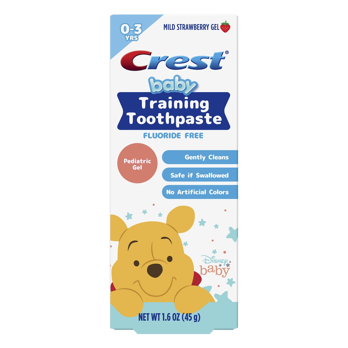slide 1 of 1, Crest Flouride Free Pediatric Gel Mild Strawberry Training Toothpaste 1.6 oz, 1.6 oz