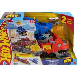 Hot Wheels City Ultimate Dragon Hauler Toy Vehicle Playset - 4 pk