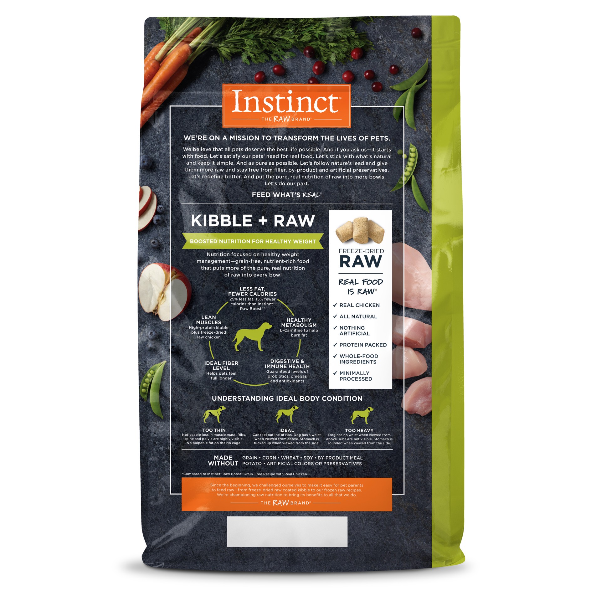 slide 4 of 4, Instinct Raw Boost Healthy Weight Chicken Dry Dog Food, 20 lb. Bag, 20 lb