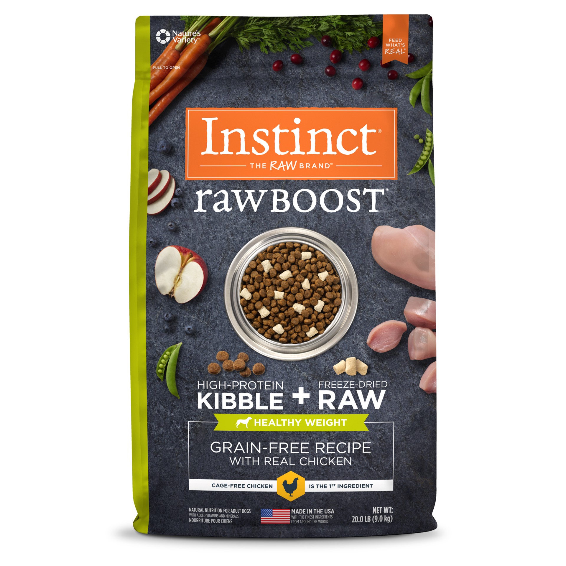 slide 1 of 4, Instinct Raw Boost Healthy Weight Chicken Dry Dog Food, 20 lb. Bag, 20 lb