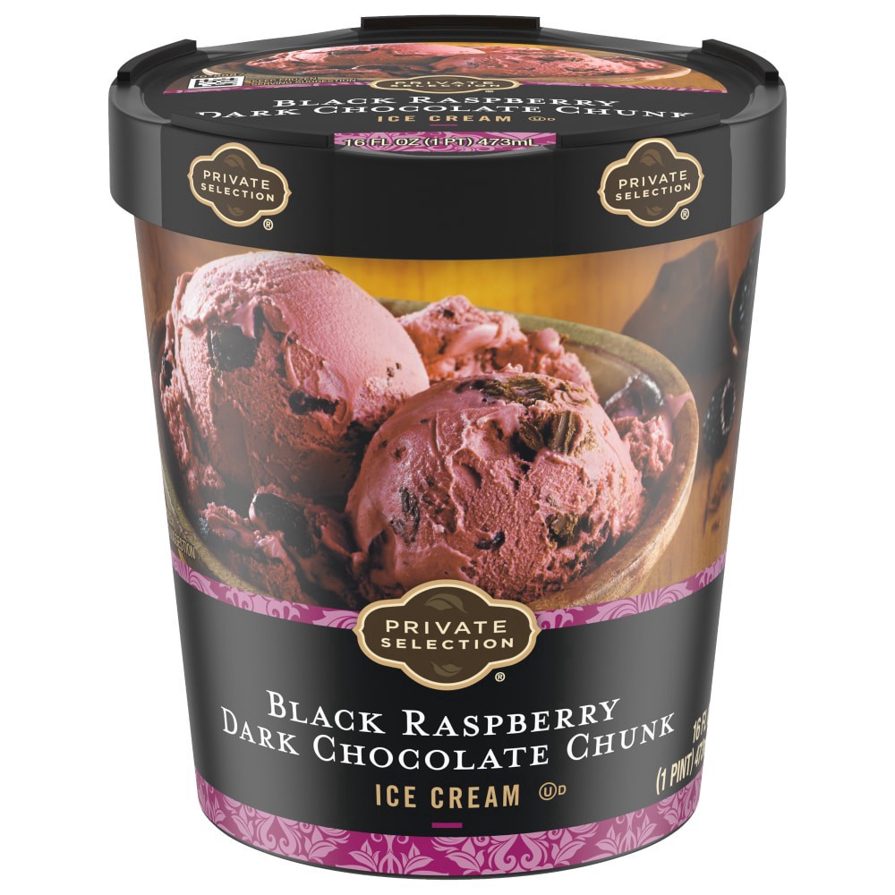 slide 1 of 4, Private Selection Black Raspberry Chocolate Chunk Ice Cream, 1 pint