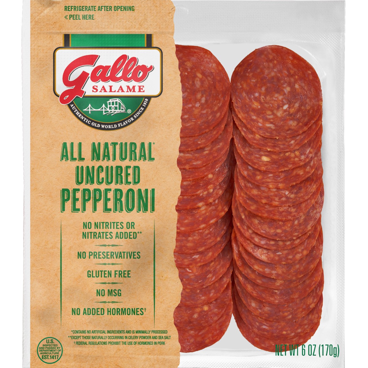 slide 1 of 3, Gallo Salame Deli Sliced All Natural* Pepperoni Lunch Meat, 6 oz, 6 oz