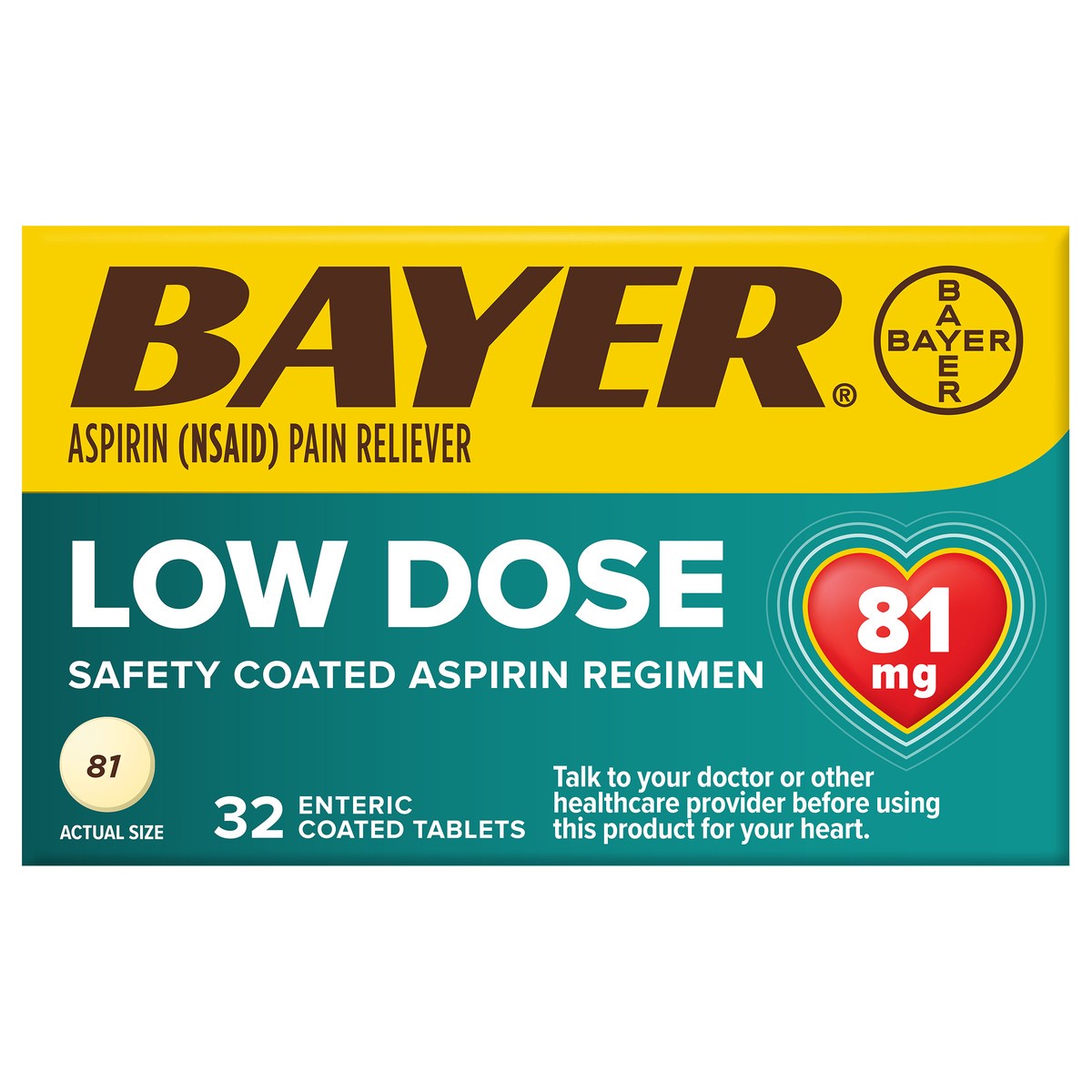 slide 1 of 6, Bayer Low Dose Aspirin Tablets, 32 ct