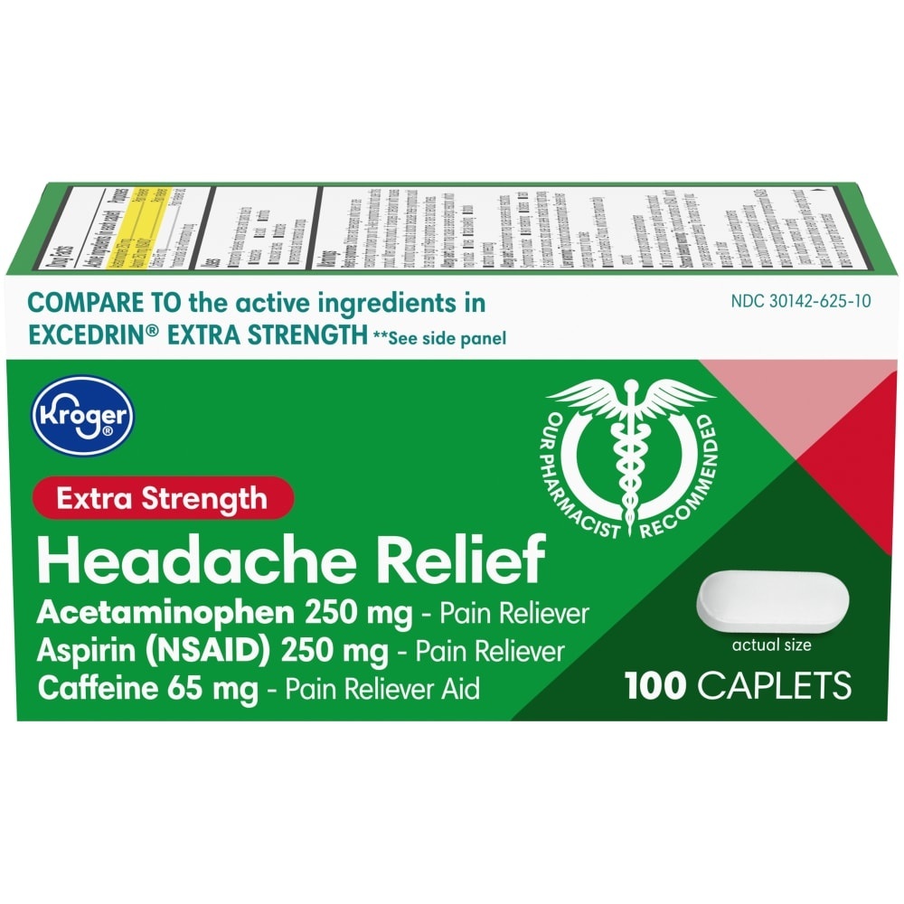 slide 1 of 1, Kroger Extra Strength Headache Relief, 100 ct