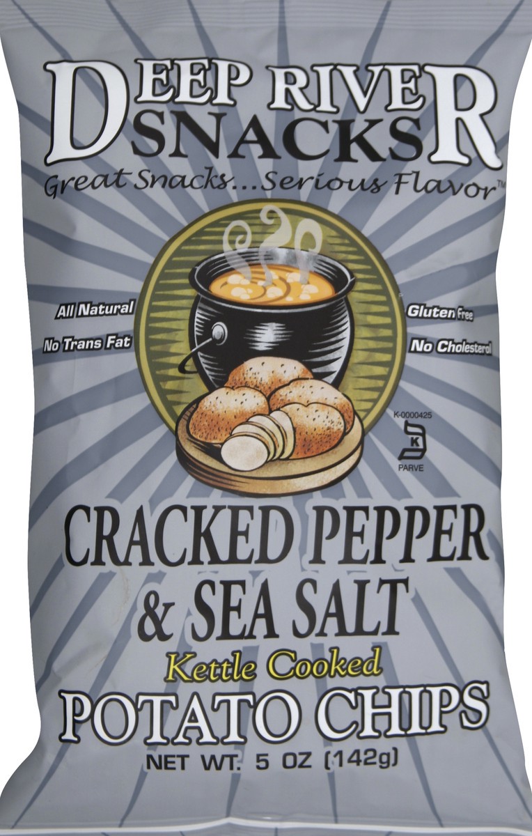 slide 3 of 6, Deep River Snacks Kettle Cooked Sea Salt & Cracked Pepper Potato Chips, 5 oz