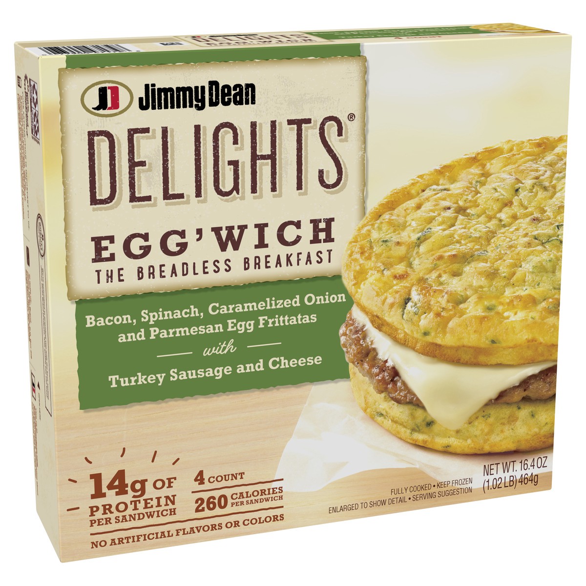 slide 2 of 8, Jimmy Dean Delights Bacon Spinach Caramelized Onion And Parmesan Egg Frittata Egg'Wich, 14 ct; 16.4 oz