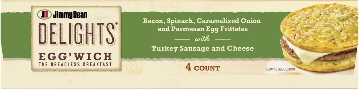 slide 3 of 8, Jimmy Dean Delights Bacon Spinach Caramelized Onion And Parmesan Egg Frittata Egg'Wich, 14 ct; 16.4 oz