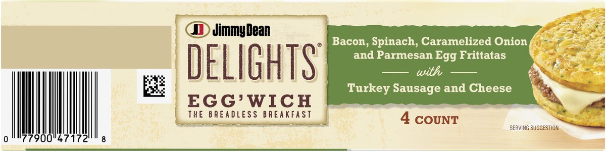 slide 8 of 8, Jimmy Dean Delights Bacon Spinach Caramelized Onion And Parmesan Egg Frittata Egg'Wich, 14 ct; 16.4 oz