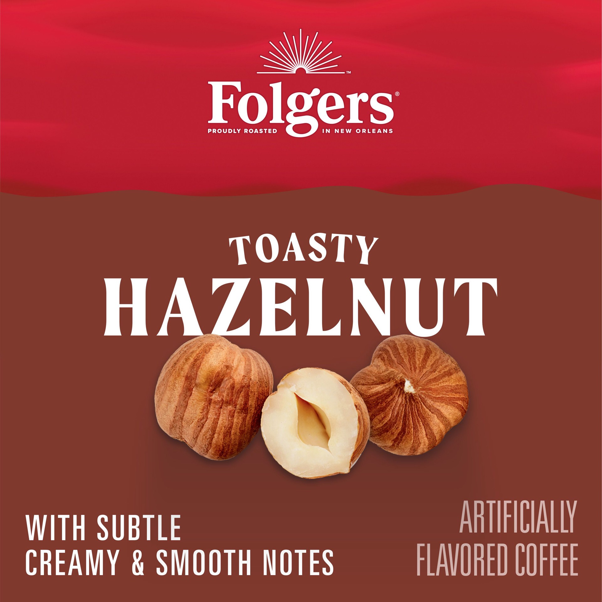 slide 2 of 7, Folgers Toasty Hazelnut Artificially Flavored Coffee, Keurig K-Cup pods, 10 Count Box, 3.1 oz