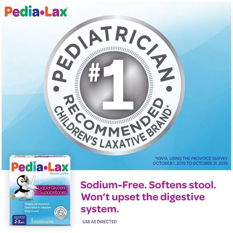 slide 4 of 9, Pedia-Lax Laxative Liquid Glycerin Suppositories for Kids - Ages 2-5 - 6ct, 5 x 6 ct