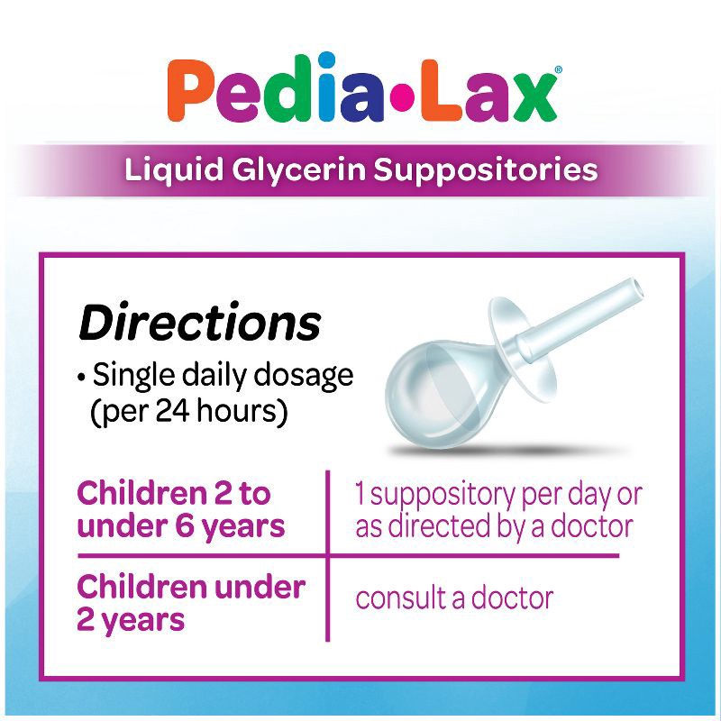 slide 6 of 9, Pedia-Lax Laxative Liquid Glycerin Suppositories for Kids - Ages 2-5 - 6ct, 5 x 6 ct