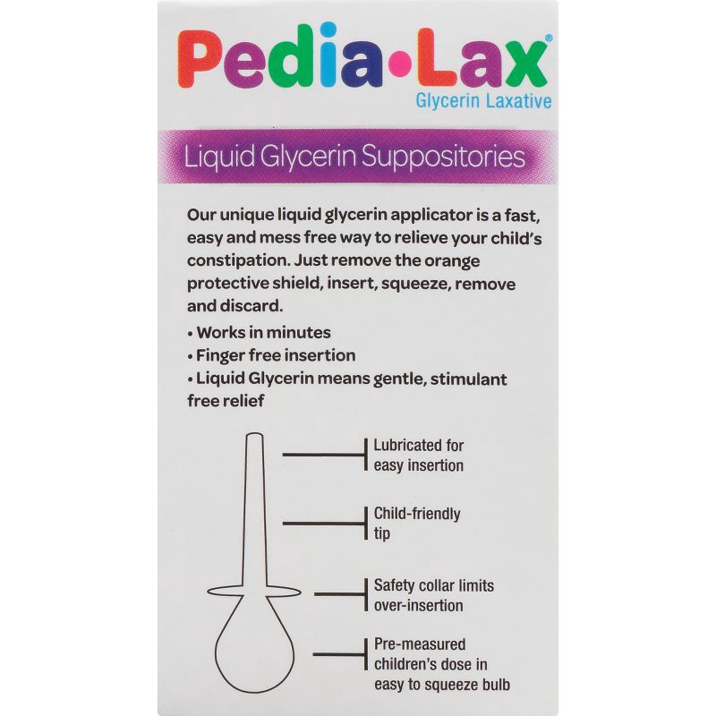 slide 8 of 9, Pedia-Lax Laxative Liquid Glycerin Suppositories for Kids - Ages 2-5 - 6ct, 5 x 6 ct