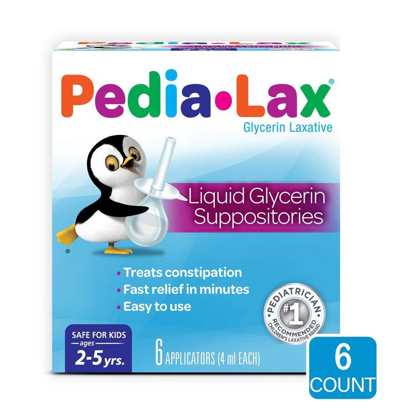 slide 1 of 9, Pedia-Lax Laxative Liquid Glycerin Suppositories for Kids - Ages 2-5 - 6ct, 5 x 6 ct