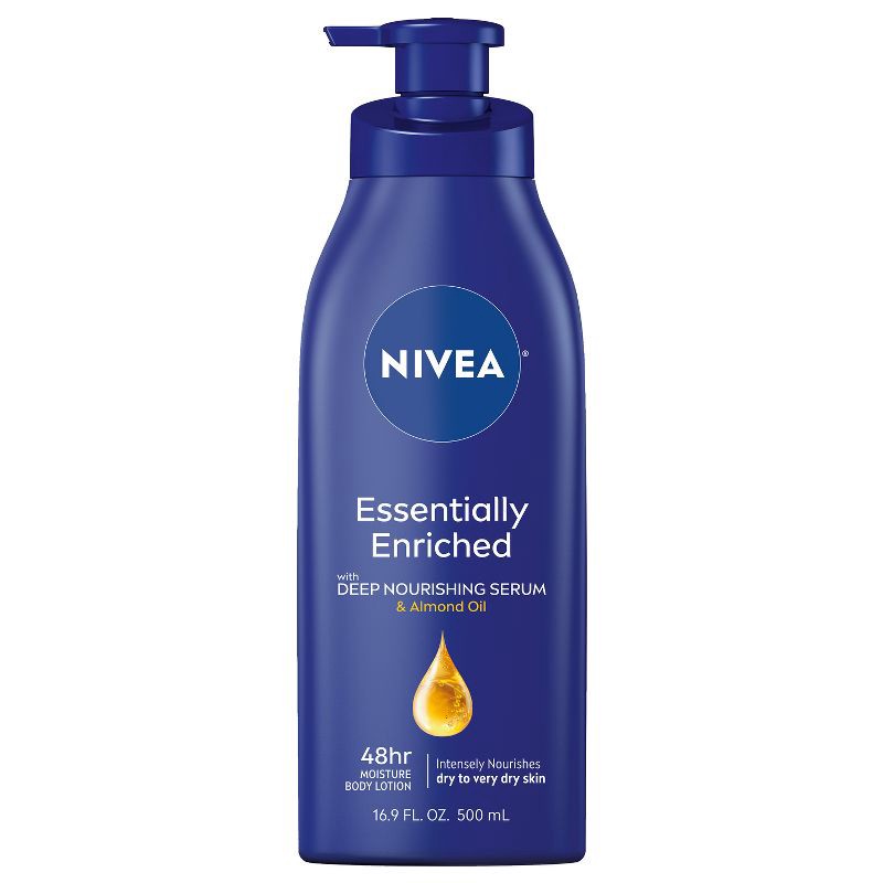 slide 1 of 9, NIVEA Essentially Enriched Dry Skin Body Lotion with Almond Oil Scented - 16.9 fl oz, 16.9 fl oz