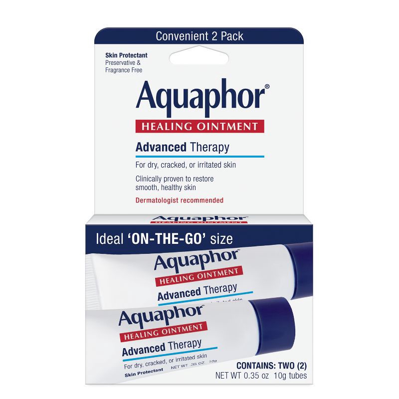 slide 1 of 10, Aquaphor Healing Ointment Skin Protectant and Moisturizer for Dry and Cracked Skin Unscented - 2pk/0.35oz, 2 ct, 0.35 oz