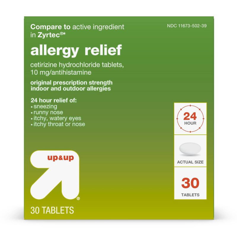 slide 1 of 4, Cetirizine Hydrochloride Allergy Relief Tablets - 30ct - up & up™, 30 ct