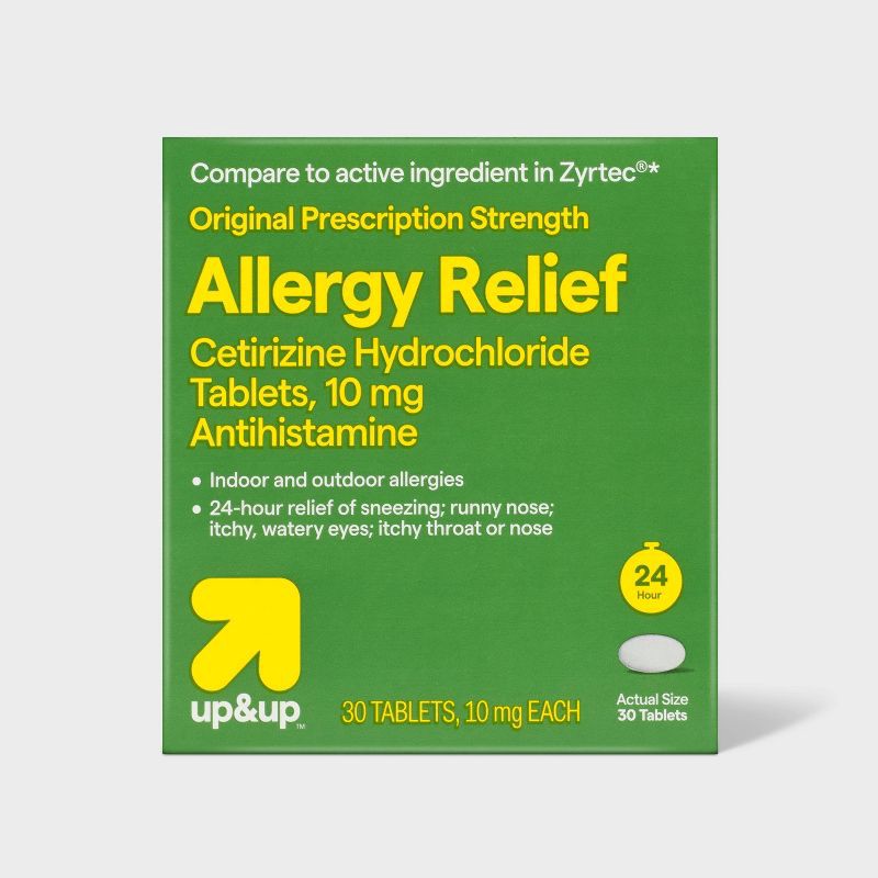 slide 1 of 3, Cetirizine Hydrochloride Allergy Relief Tablets - 30ct - up&up™, 30 ct