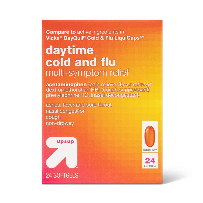 slide 1 of 6, Daytime Cold & Flu Relief Softgels - 24ct - up&up™, 24 ct