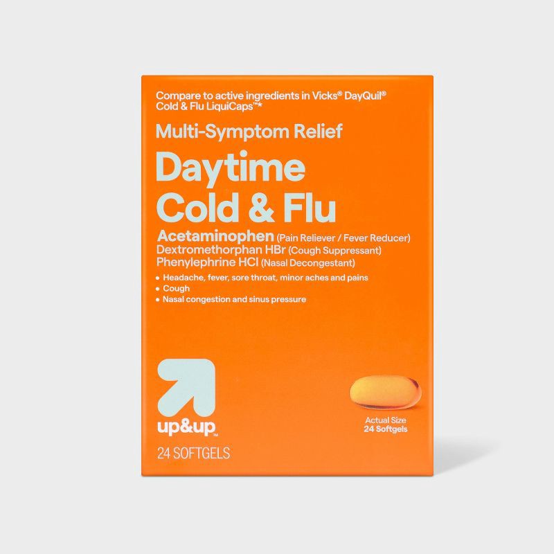 slide 1 of 6, Daytime Cold & Flu Relief Softgels - 24ct - up&up™, 24 ct