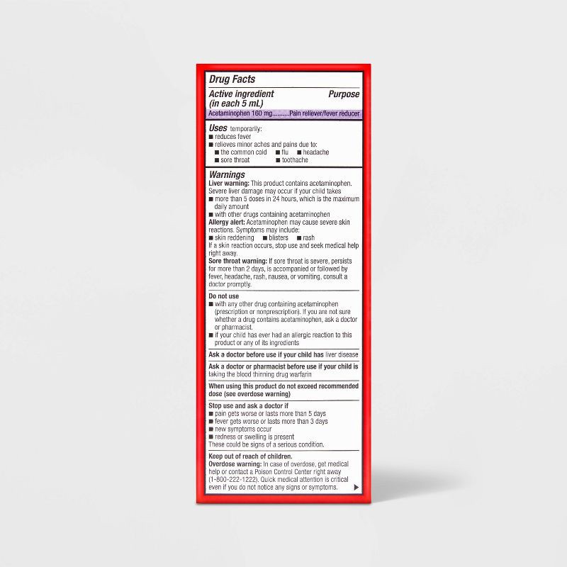 slide 3 of 6, Children's Acetaminophen Pain Reliever & Fever Reducer Liquid - Grape - 4oz - up&up™, 4 oz