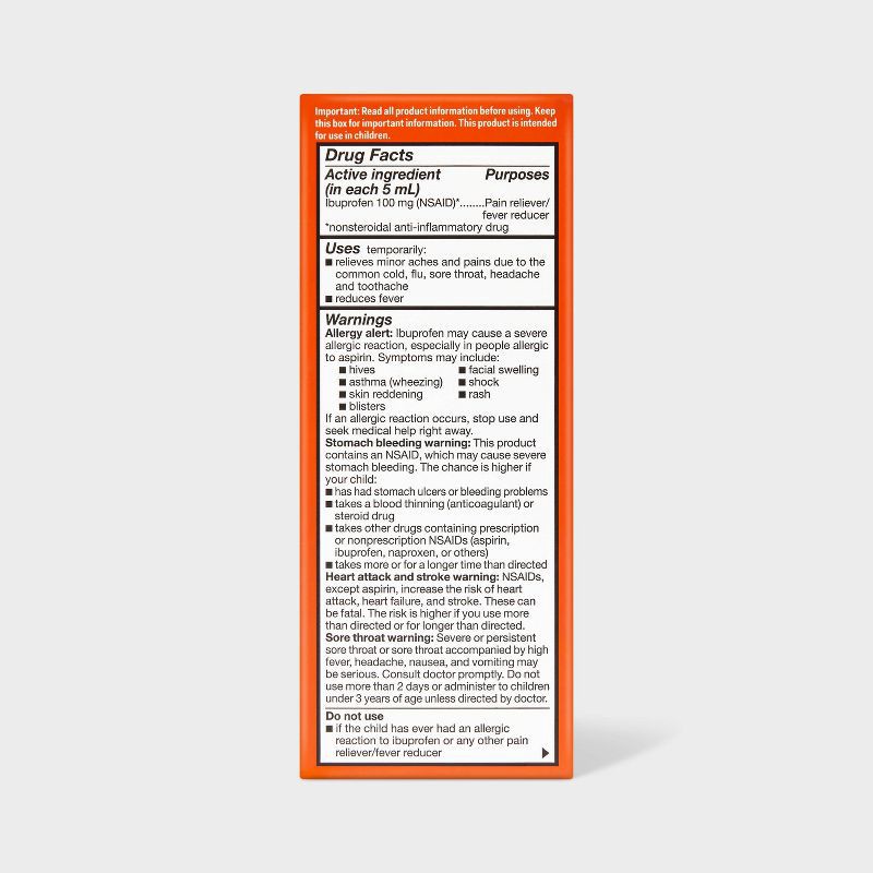 slide 3 of 6, Children's Ibuprofen (NSAID) Oral Suspension Pain Reliever & Fever Reducer Liquid - Grape - 4 fl oz - up&up™, 4 fl oz