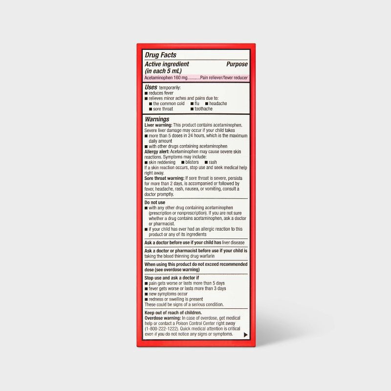 slide 3 of 6, Children's Acetaminophen Pain Reliever & Fever Reducer Liquid - Bubblegum - 4 fl oz. - up&up™, 4 fl oz