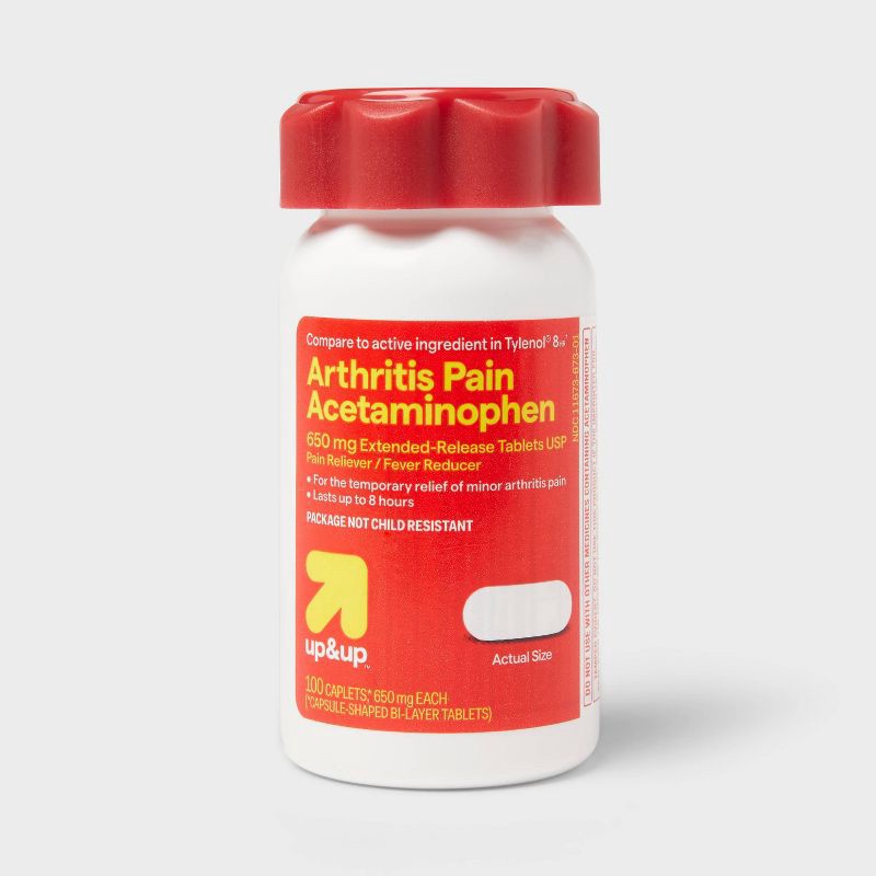 slide 1 of 3, Acetaminophen Arthritis Pain Relief 650mg Extended Release Caplets - 100ct - up&up™, 650mg, 100 ct