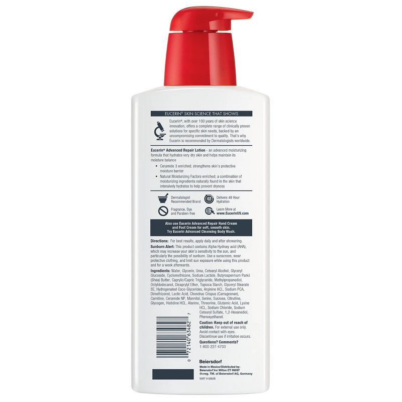 slide 14 of 16, Eucerin Advanced Repair Unscented Body Lotion for Dry Skin - 16.9 fl oz, 16.9 fl oz