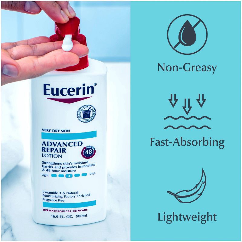 slide 10 of 16, Eucerin Advanced Repair Unscented Body Lotion for Dry Skin - 16.9 fl oz, 16.9 fl oz