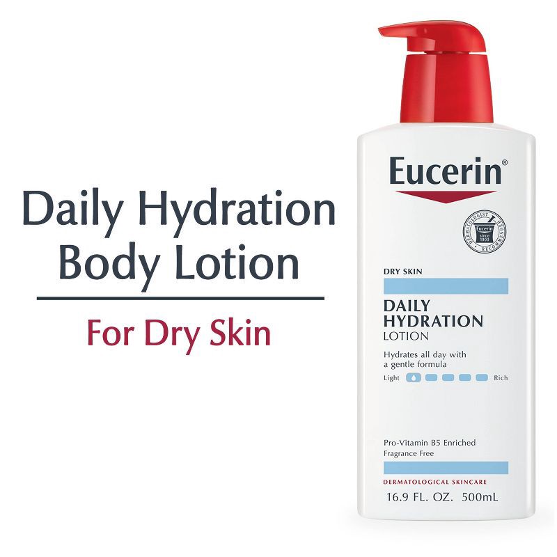 slide 2 of 16, Eucerin Daily Hydration Unscented Body Lotion for Sensitive Dry Skin - 16.9 fl oz, 16.9 fl oz