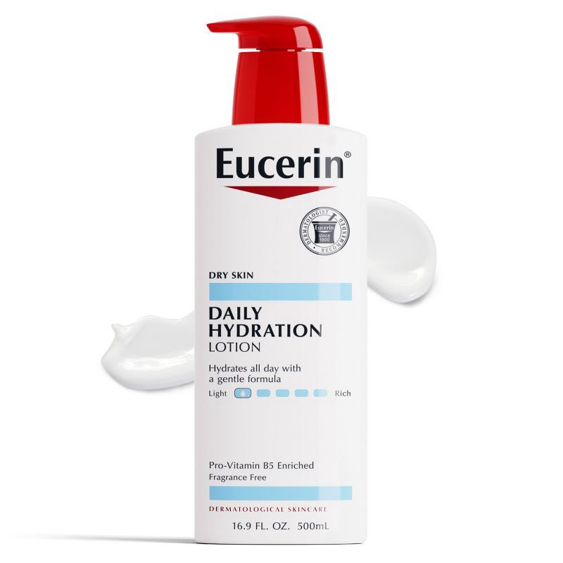 slide 16 of 16, Eucerin Daily Hydration Unscented Body Lotion for Sensitive Dry Skin - 16.9 fl oz, 16.9 fl oz