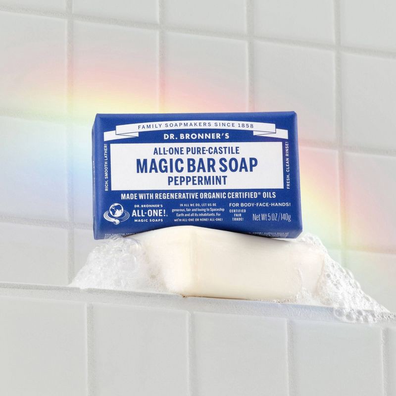 slide 3 of 7, Dr. Bronner's All-One Pure-Castile Magic Bar Soap - Peppermint - 5oz, 5 oz