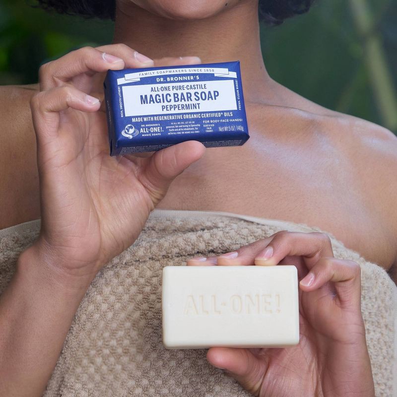 slide 4 of 7, Dr. Bronner's All-One Pure-Castile Magic Bar Soap - Peppermint - 5oz, 5 oz