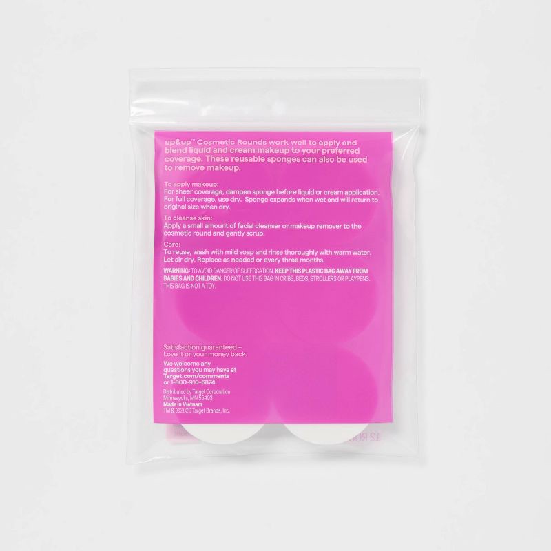 slide 3 of 5, Latex Free Cosmetic Rounds - 12ct - White - up&up™, 12 ct