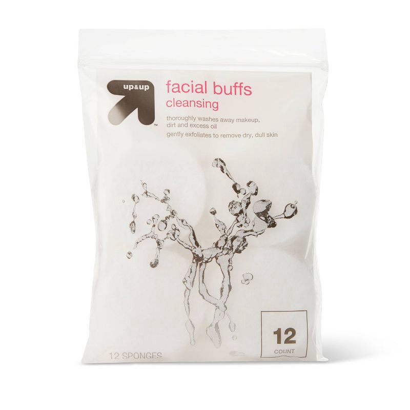 slide 1 of 3, Facial Buff Sponges - 12ct - White - up&up™, 12 ct