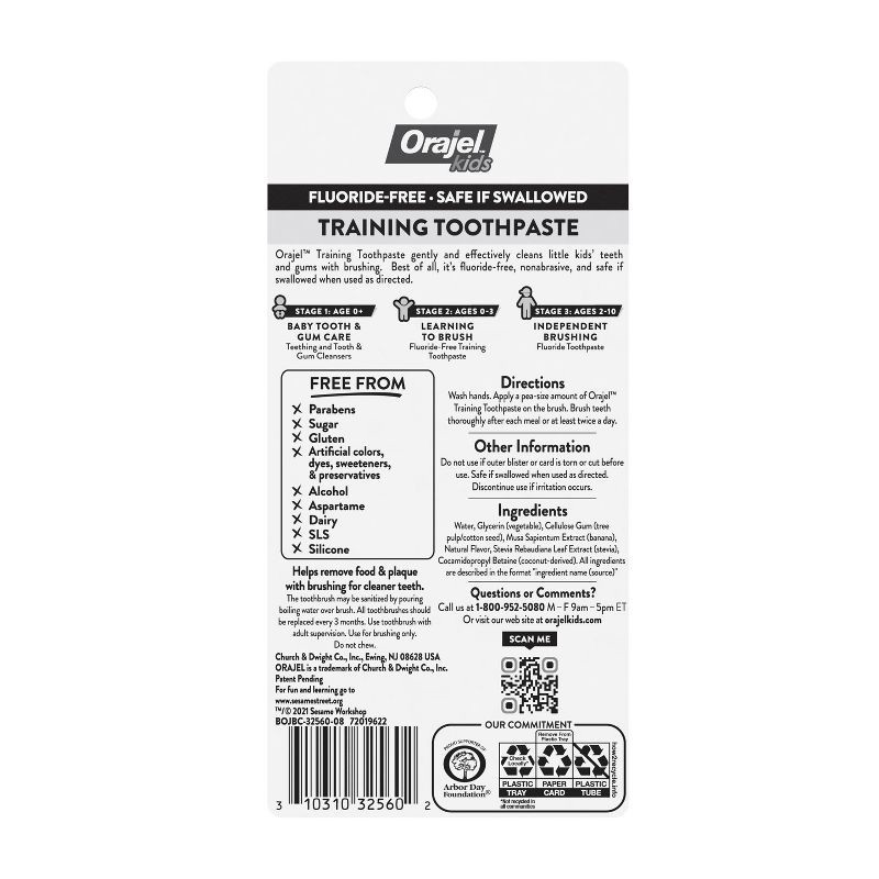 slide 2 of 9, Orajel Kids Elmo Fluoride-Free Training Toothpaste & Toothbrush, 1 ct