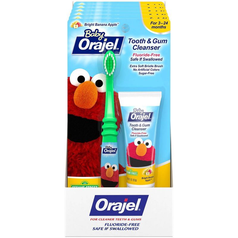slide 8 of 9, Orajel Kids Elmo Fluoride-Free Training Toothpaste & Toothbrush, 1 ct