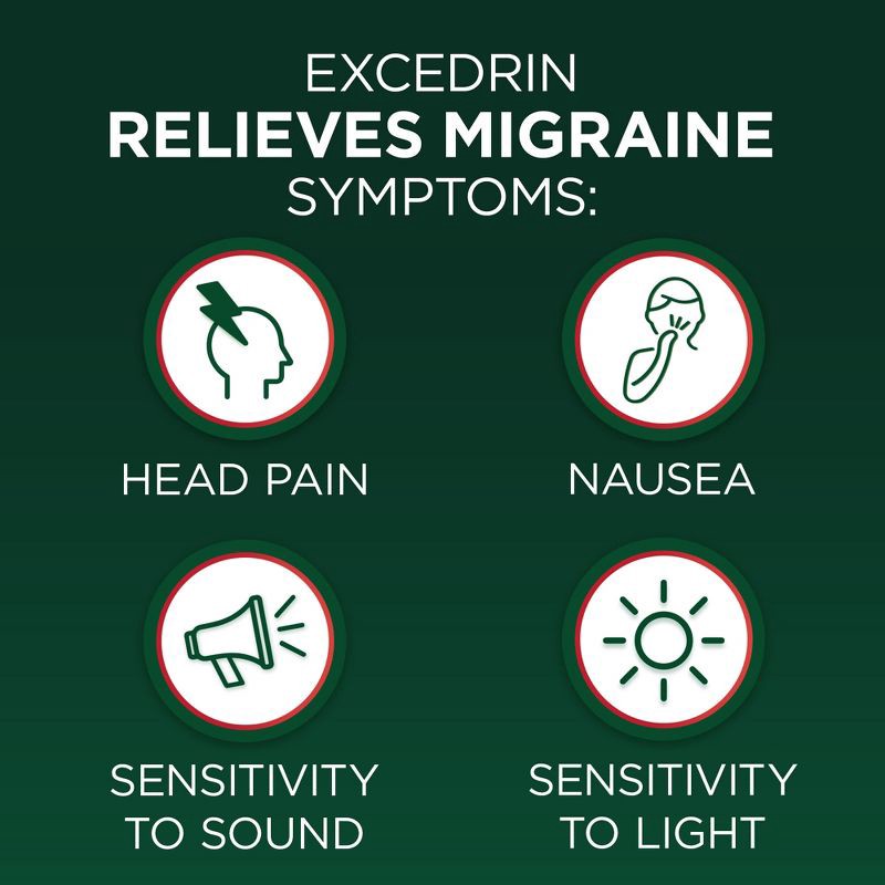 slide 13 of 13, Excedrin Migraine Pain Reliever Caplets - Acetaminophen/Aspirin (NSAID) - 100ct, 100 ct