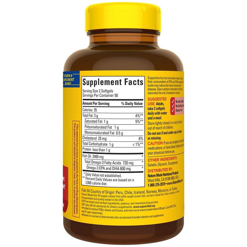 slide 2 of 9, Nature Made Fish Oil Supplements 1200 mg Omega 3 Supplements for Healthy Heart Support Softgels - 100ct, 1200 mg, 100 ct