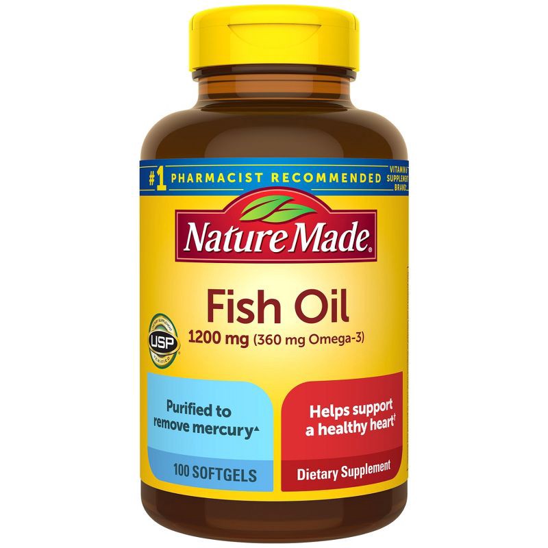 slide 1 of 9, Nature Made Fish Oil Supplements 1200 mg Omega 3 Supplements for Healthy Heart Support Softgels - 100ct, 1200 mg, 100 ct