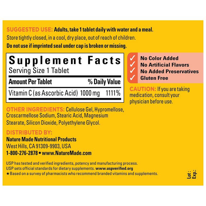 slide 3 of 9, Nature Made Vitamin C 1000mg Immune System Supplement Tablets - 100ct, 100 ct; 1000 mg