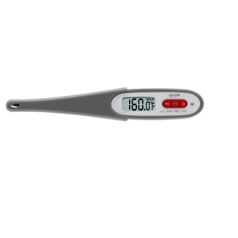 slide 2 of 5, Taylor Compact Instant-Read Pen Style Digital Kitchen Meat Thermometer: Stainless Steel, Digital Display, -40 to 450°F, 1 ct