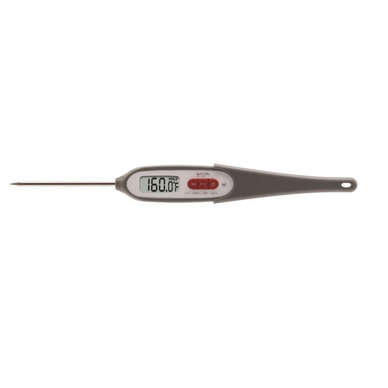 slide 3 of 5, Taylor Compact Instant-Read Pen Style Digital Kitchen Meat Thermometer: Stainless Steel, Digital Display, -40 to 450°F, 1 ct