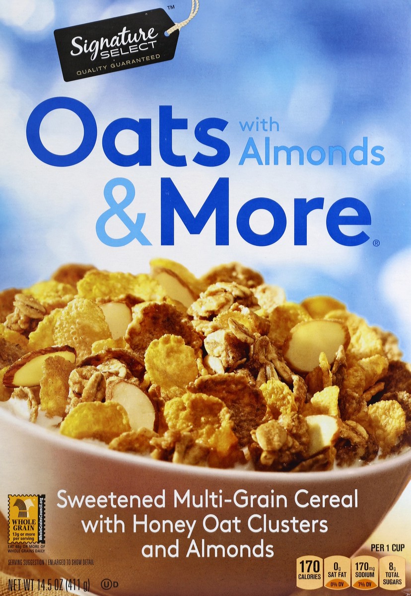 slide 2 of 4, Signature Select Oats & More Cereal with Almonds 14.5 oz, 